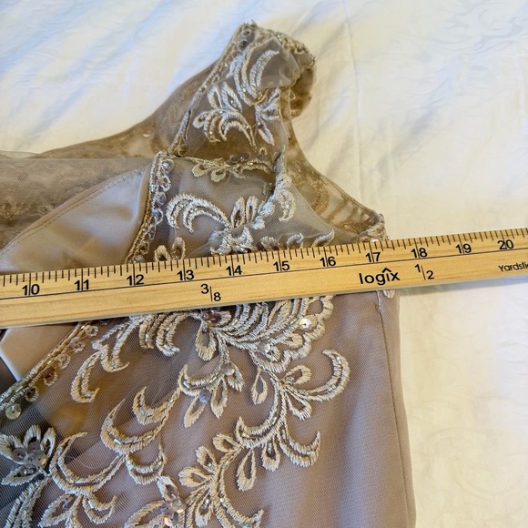 Morilee 21522 Latte bridesmaid Dress lace chiffon size 16 Mother of bride NWT - Picture 9 of 15